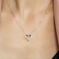 Heart Pendant with Diamond in Sterling Silver with Chain