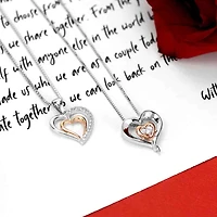 Heart Pendant with Diamond in Sterling Silver with Chain