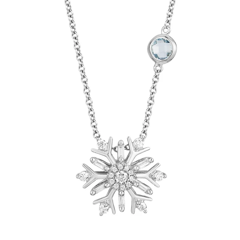 Enchanted Disney Elsa Pendant with .25 Carat TW of Diamonds in Sterling Silver with Chain