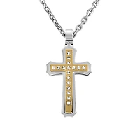 Cross Pendant with Cubic Zirconia in Stainless Steel with Chain