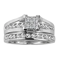 Bridal Set with Carat TW of Diamonds in 14kt White Gold