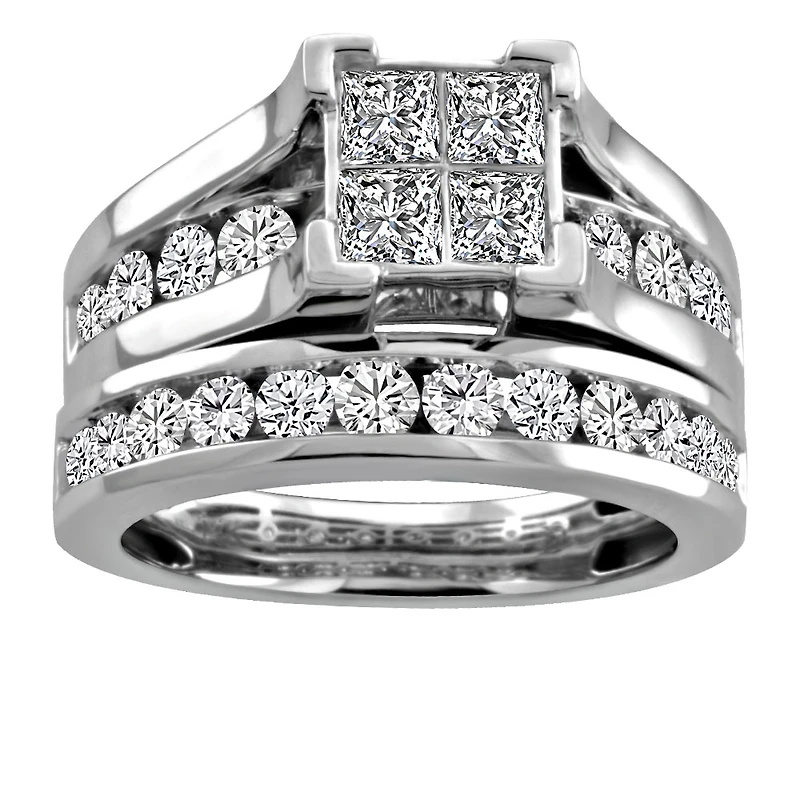 Bridal Set with 2.00 Carat TW of Diamonds in 14kt White Gold
