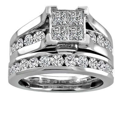 Bridal Set with 2.00 Carat TW of Diamonds in 14kt White Gold