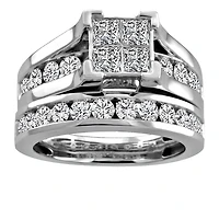 Bridal Set with 2.00 Carat TW of Diamonds in 14kt White Gold