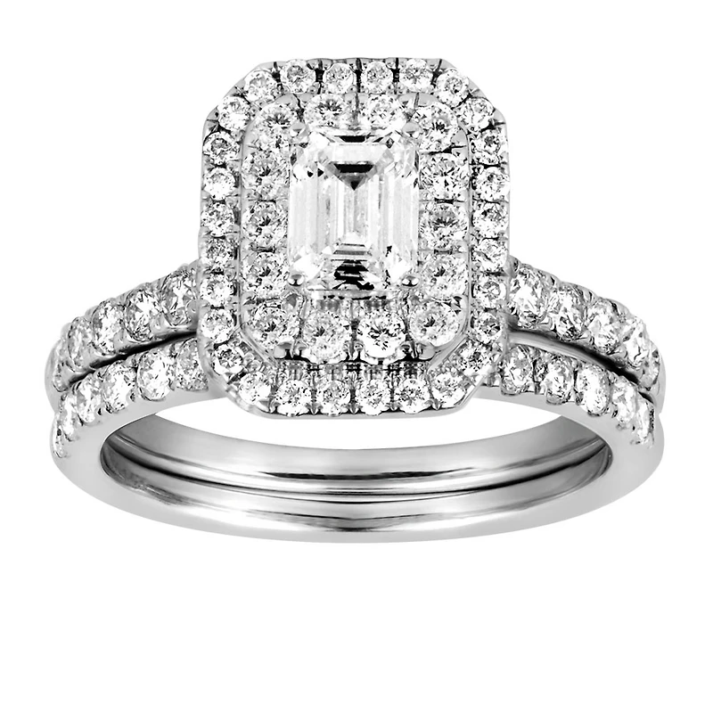 Bridal Set with 1.50 Carat TW of Diamonds in 14kt White Gold