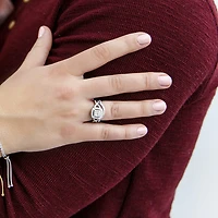 Halo Bridal Set with 1.00 Carat TW of Diamonds in 10kt White Gold