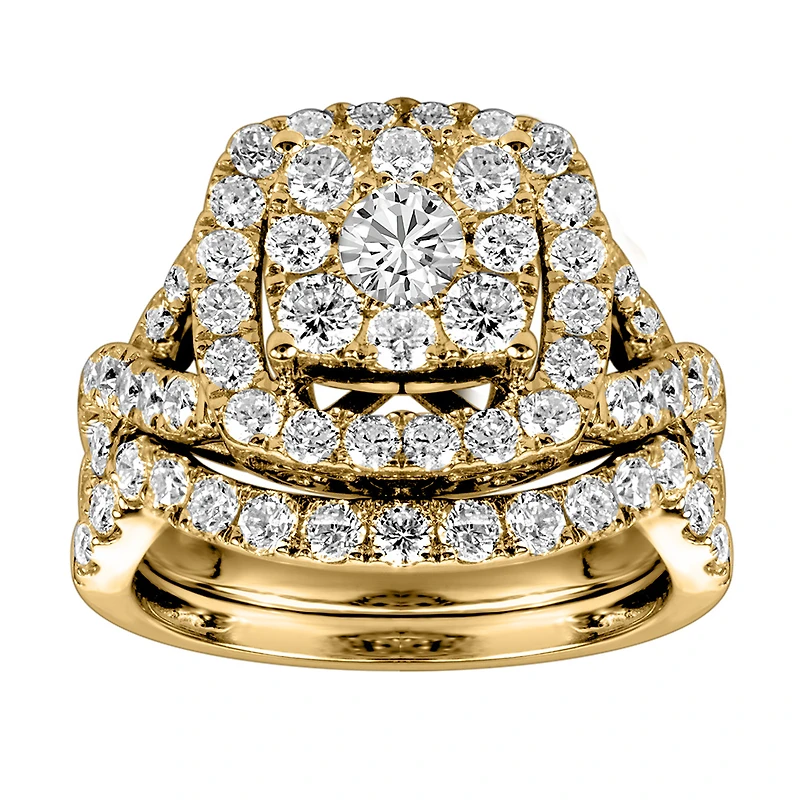 Halo Bridal Set with 1.00 Carat TW of Diamonds in 10kt Yellow Gold