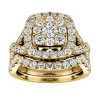 Halo Bridal Set with 1.00 Carat TW of Diamonds in 10kt Yellow Gold