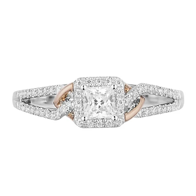 Enchanted Disney Aurora Engagement Ring with .50 Carat TW of Diamonds in 14kt White and Rose Gold