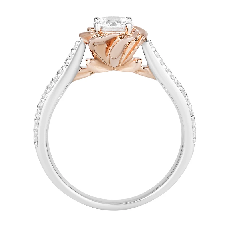 Enchanted Disney Belle Engagement Ring with .75 Carat TW of Diamonds in 14kt White and Rose Gold