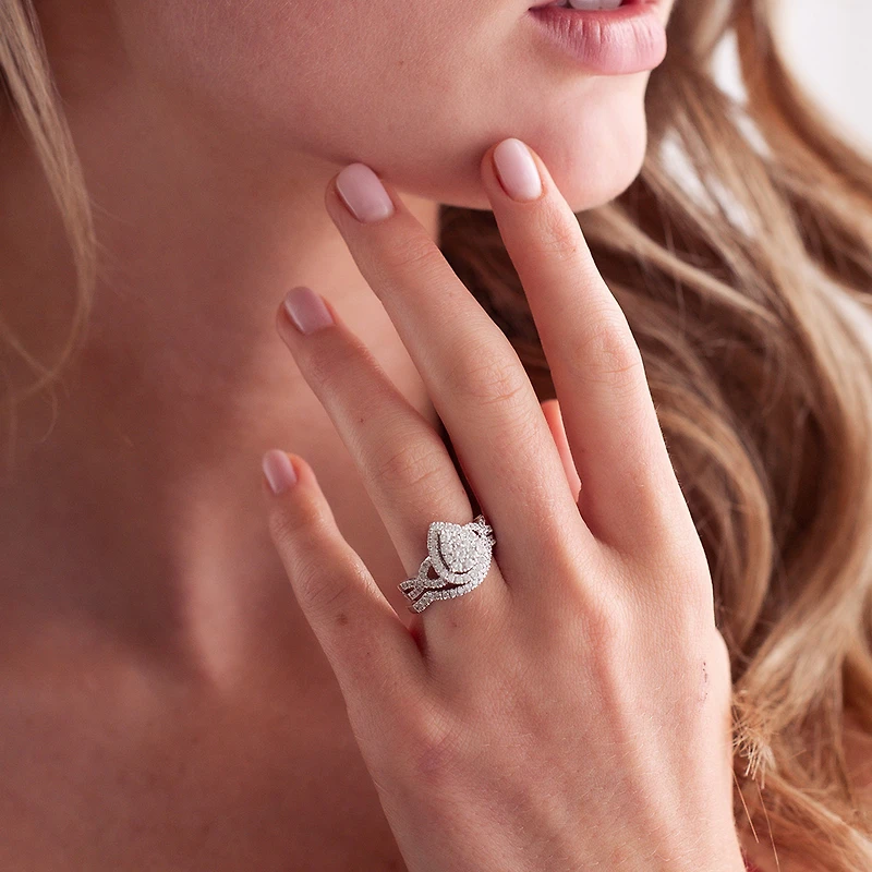 Bridal Set with 1.00 Carat TW of Diamonds in 10kt Rose Gold