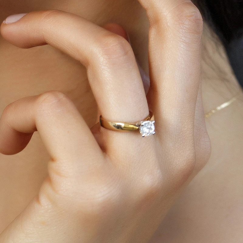 Fire Of The North Solitaire Engagement Ring with .50 Carat Diamond in 14kt Yellow Gold