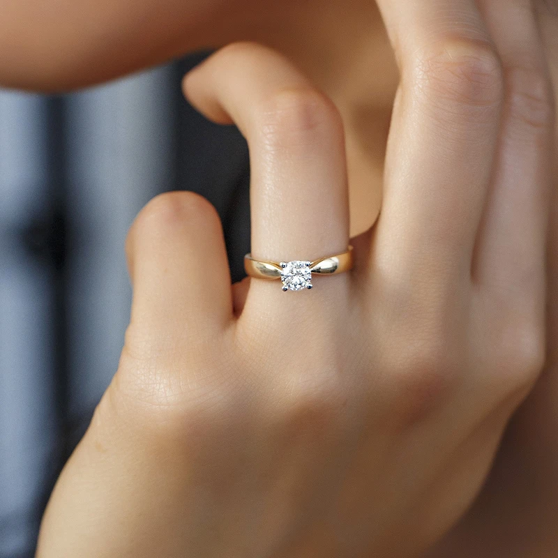 Fire Of The North Solitaire Engagement Ring with .50 Carat Diamond in 14kt Yellow Gold