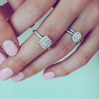 Fire of the North Oval Halo Engagement Ring with .72 Carat TW of Diamonds in 18kt White Gold