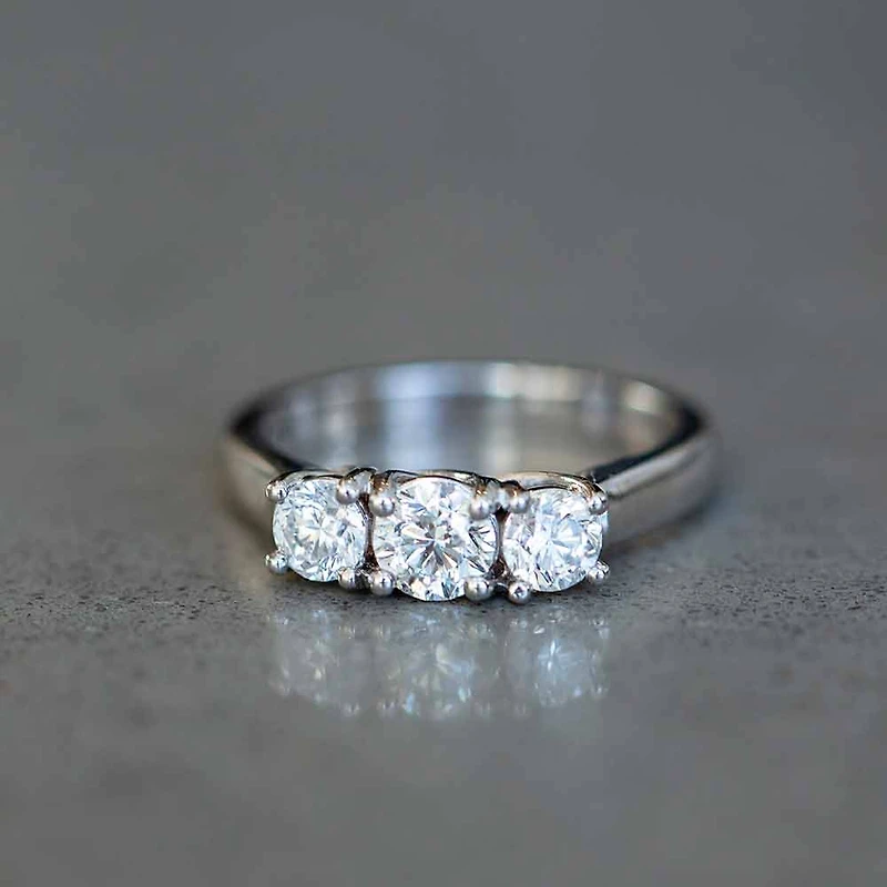 Colourless Collection Three Stone Engagement Ring with .50 Carat TW of Diamonds in 18kt White Gold