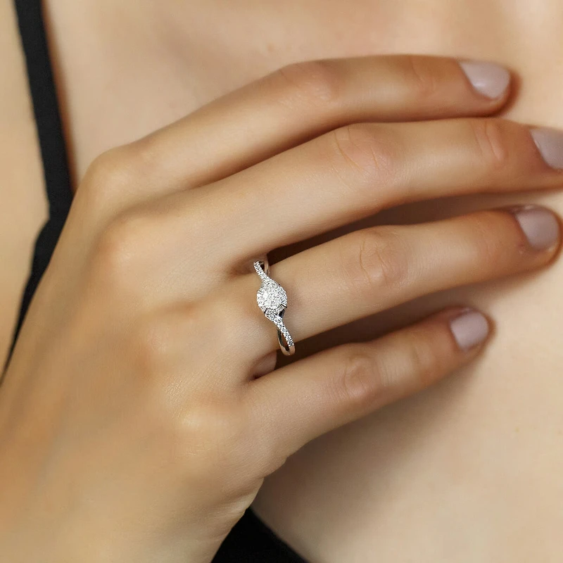 Engagement Ring with .25 Carat TW of Diamonds in 10kt White Gold