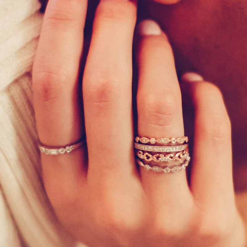 Stackable Ring with .07 Carat TW of Diamonds in 10kt White Gold