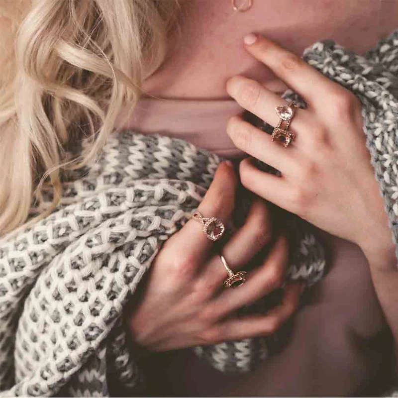 Ring with Morganite and .19 Carat TW of Diamonds in 14kt Rose Gold