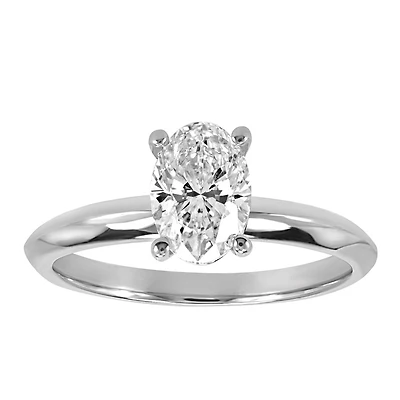 Oval Solitaire Engagement Ring with .50 Carat Diamond in 14kt White Gold