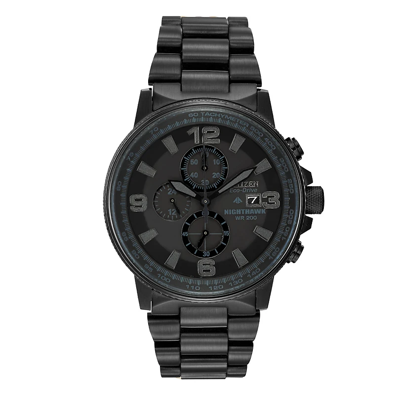 Mens Citizen Eco-Drive Nighthawk Chronograph Black Watch
