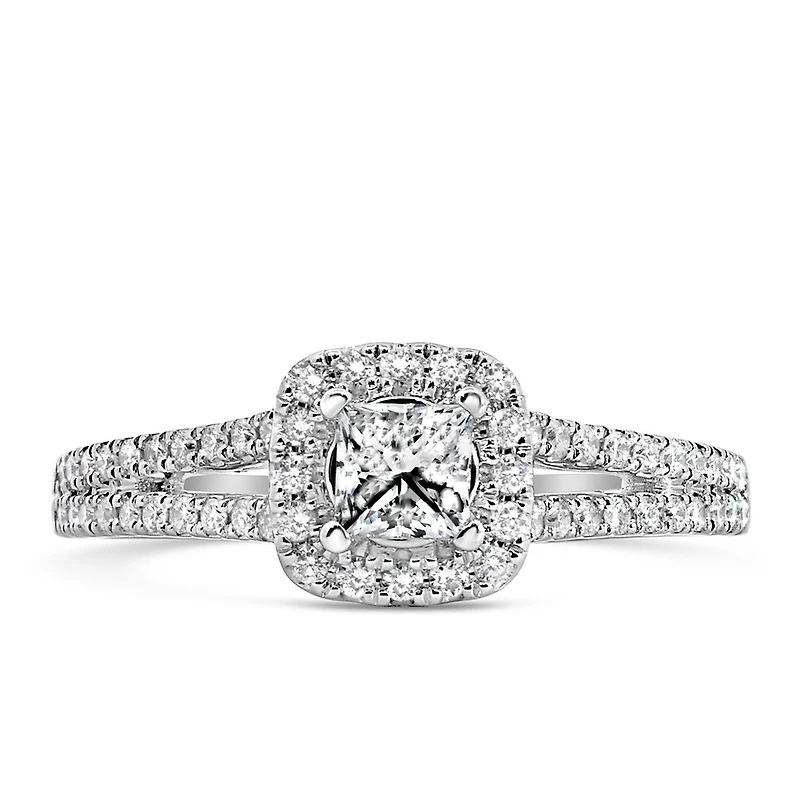 Enchanted Disney Cinderella Engagement Ring with .75 Carat TW of Diamonds in 14kt White Gold