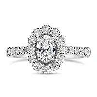 Halo Engagement Ring with 1.25 Carat TW of Diamonds in 14kt White Gold