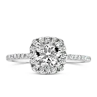 Northern Facet Ideal Cut Halo Engagement Ring with Carat TW of Diamonds in 18kt White Gold