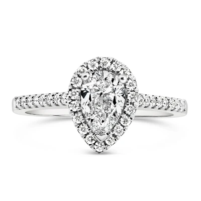 Fire of the North Halo Engagement Ring with .91 Carat TW of Diamonds in 18kt White Gold