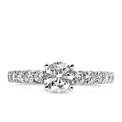 Northern Facet Ideal Cut Halo Engagement Ring with 1.30 Carat TW of Diamonds in 18kt White Gold