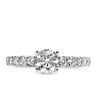 Northern Facet Ideal Cut Halo Engagement Ring with 1.30 Carat TW of Diamonds in 18kt White Gold