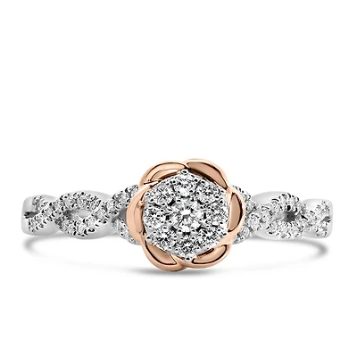Enchanted Disney Belle Ring with .25 Carat TW of Diamonds in 10kt White and Rose Gold