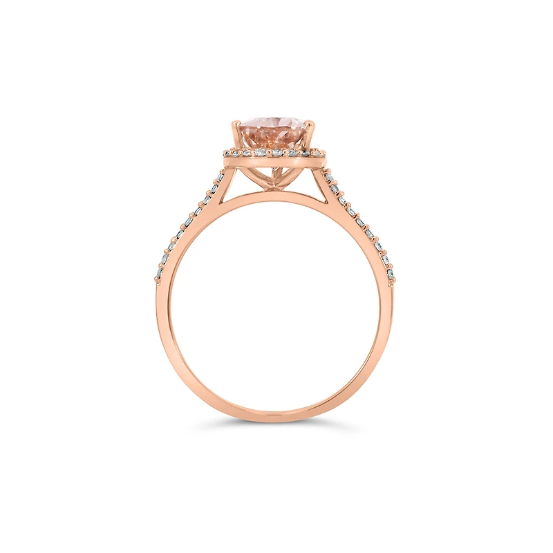 Ring with Morganite and .21 Carat TW of Diamonds in 14kt Rose Gold