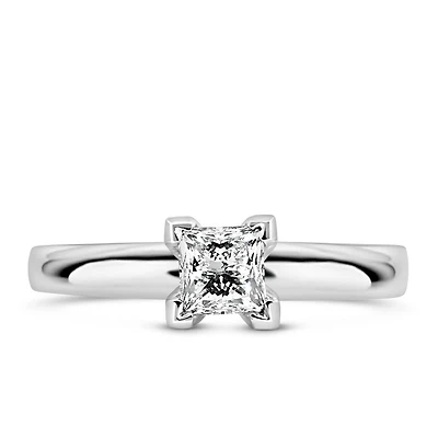 Solitaire Engagement Ring with .50 Carat Diamond in 14kt White Gold
