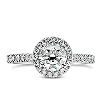 Northern Facet Halo Engagement Ring With 1.50 Carat TW of Diamonds in 18kt White Gold With Platinum Head