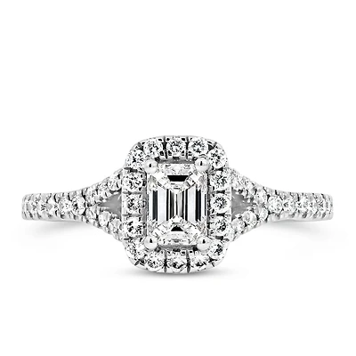 Colourless Collection Halo Engagement Ring With .87 Carat TW of Diamonds in 18kt White Gold