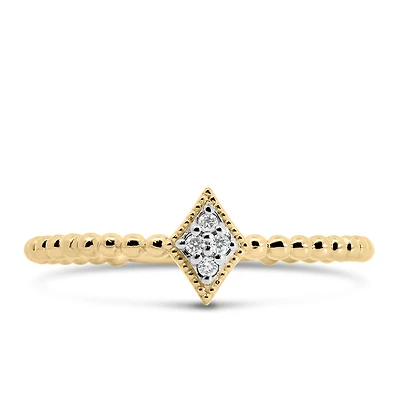 Rhombus Diamond Everyday Stacking Ring with .03 Carat TW of Diamonds in 10kt Yellow Gold