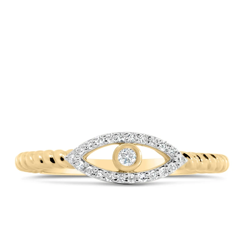 Evil Eye Diamond Everyday Stacking Ring with .10 Carat TW of Diamonds in 10kt Yellow Gold