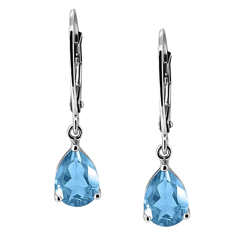 Ivy Earrings with Swiss Blue Topaz in 10kt White Gold