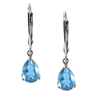 Ivy Earrings with Swiss Blue Topaz in 10kt White Gold