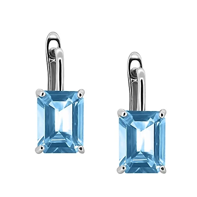 Cleo Earrings with Swiss Blue Topaz in 10kt White Gold