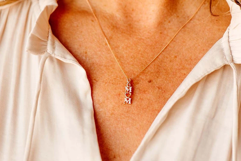 Infinity Mom Pendant with .07 Carat TW of Diamonds in 10kt Rose Gold