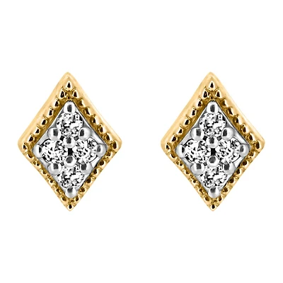 Rhombus Earrings with .04 Carat TW of Diamonds in 10kt Yellow Gold