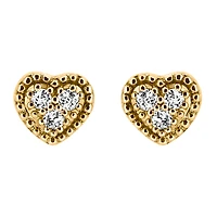 Heart Earrings with .09 Carat TW of Diamonds in 10kt Yellow Gold