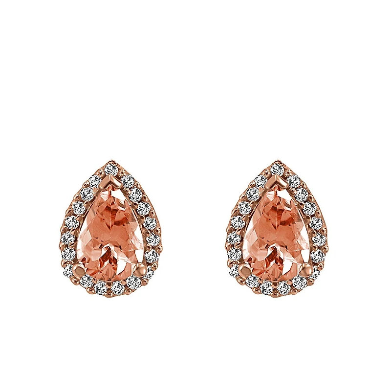 Earrings with .12 Carat TW of Diamonds in Morganite in 10kt Rose Gold