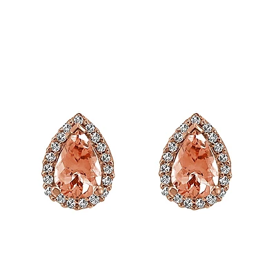 Earrings with .12 Carat TW of Diamonds in Morganite in 10kt Rose Gold