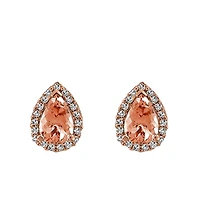 Earrings with .12 Carat TW of Diamonds in Morganite in 10kt Rose Gold