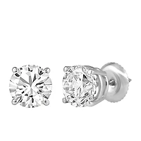 Classic Solitaire Stud Earrings with 2.00 Carat TW of Lab Created Diamonds in 14kt White Gold