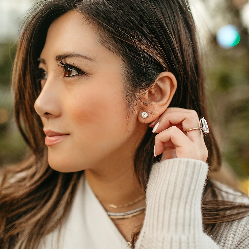 Classic Solitaire Stud Earrings with 2.00 Carat TW of Lab Created Diamonds in 14kt White Gold