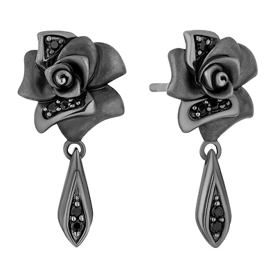 Enchanted Disney Villains Maleficent Earrings with .08 Carat TW of Black Diamonds in Sterling Silver