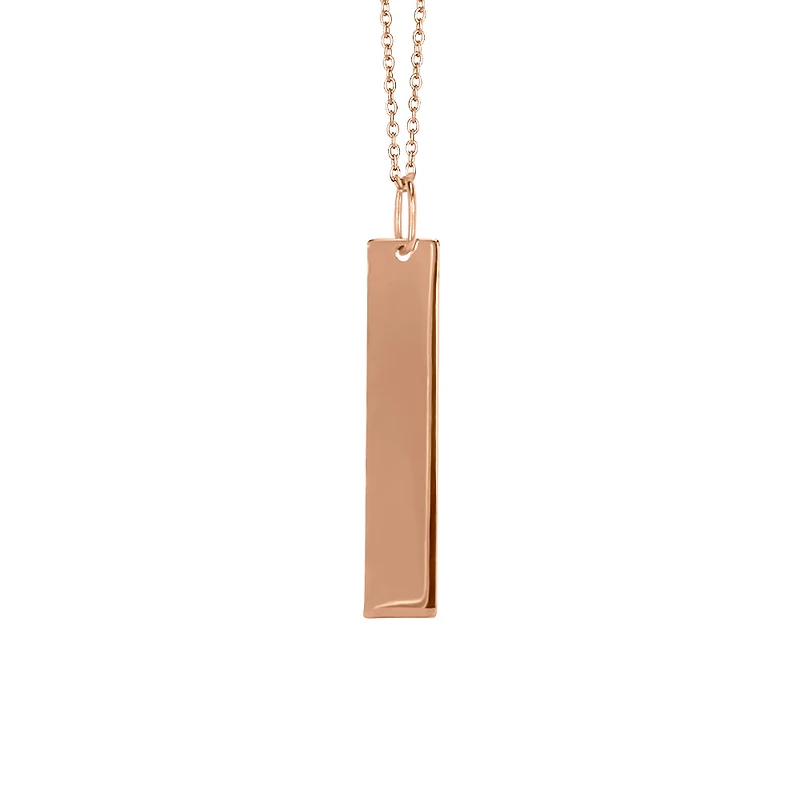 18″ Engraveable Vertical Nameplate Necklace in 10kt Rose Gold